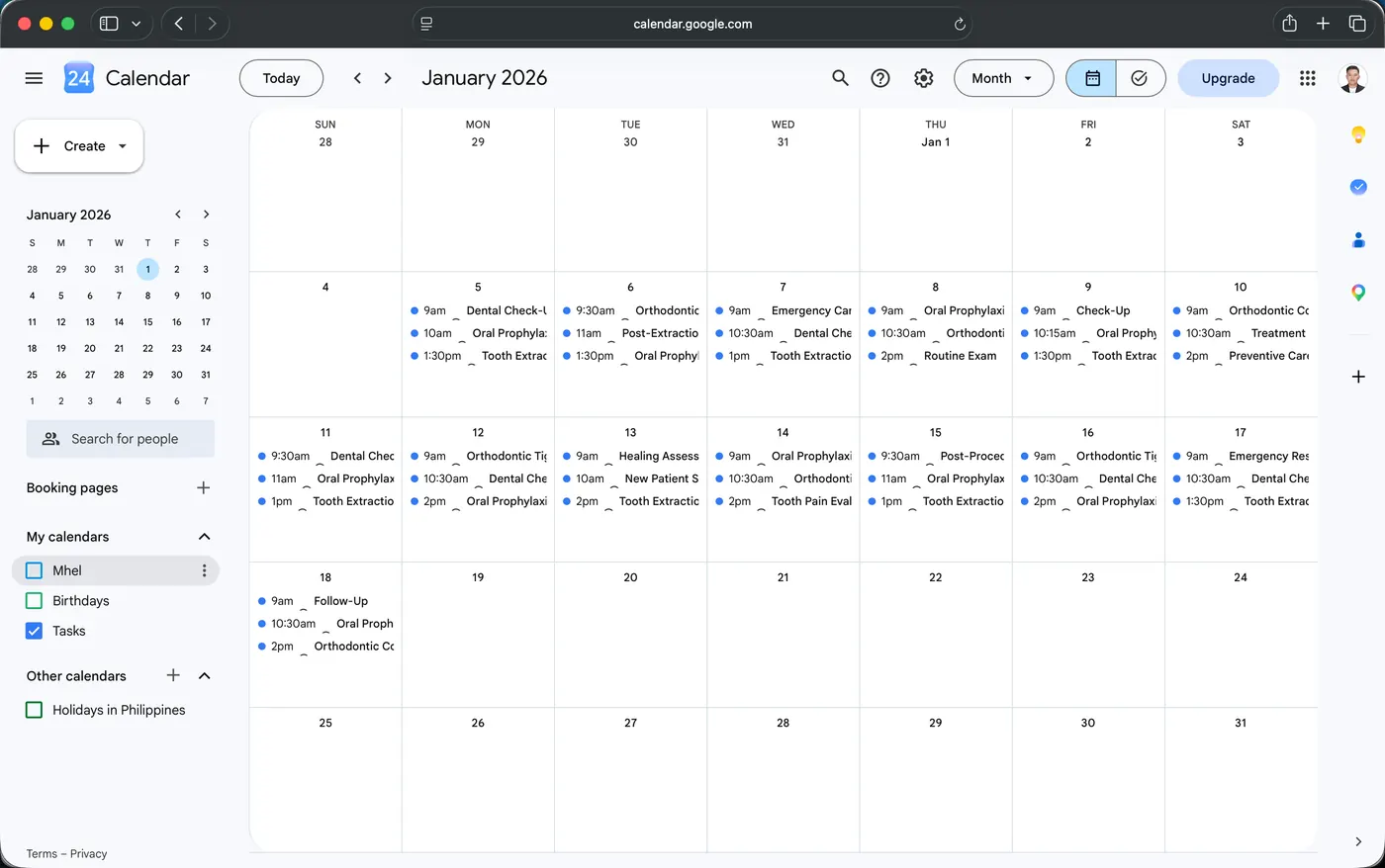 Appointment and Calendar Management — Mhel Bañez work sample