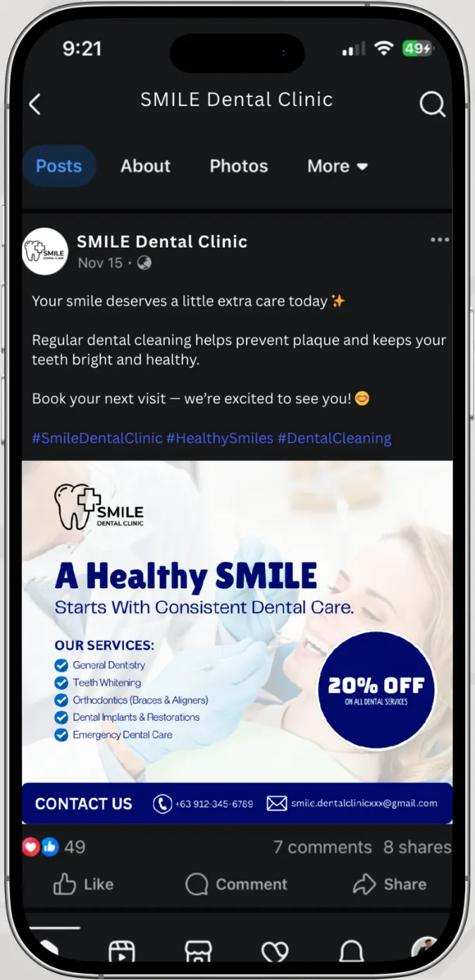 Content Creation — Dental Clinic — Mhel Bañez work sample